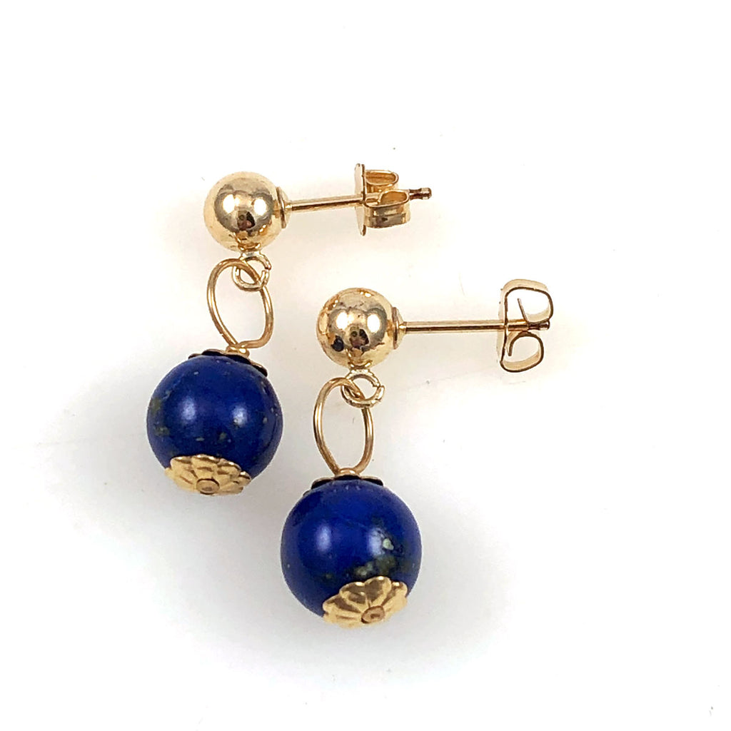 14K Gold Lapis Opal Diamond Earrings by G Nelson - VN40A – N8tiveArts.com